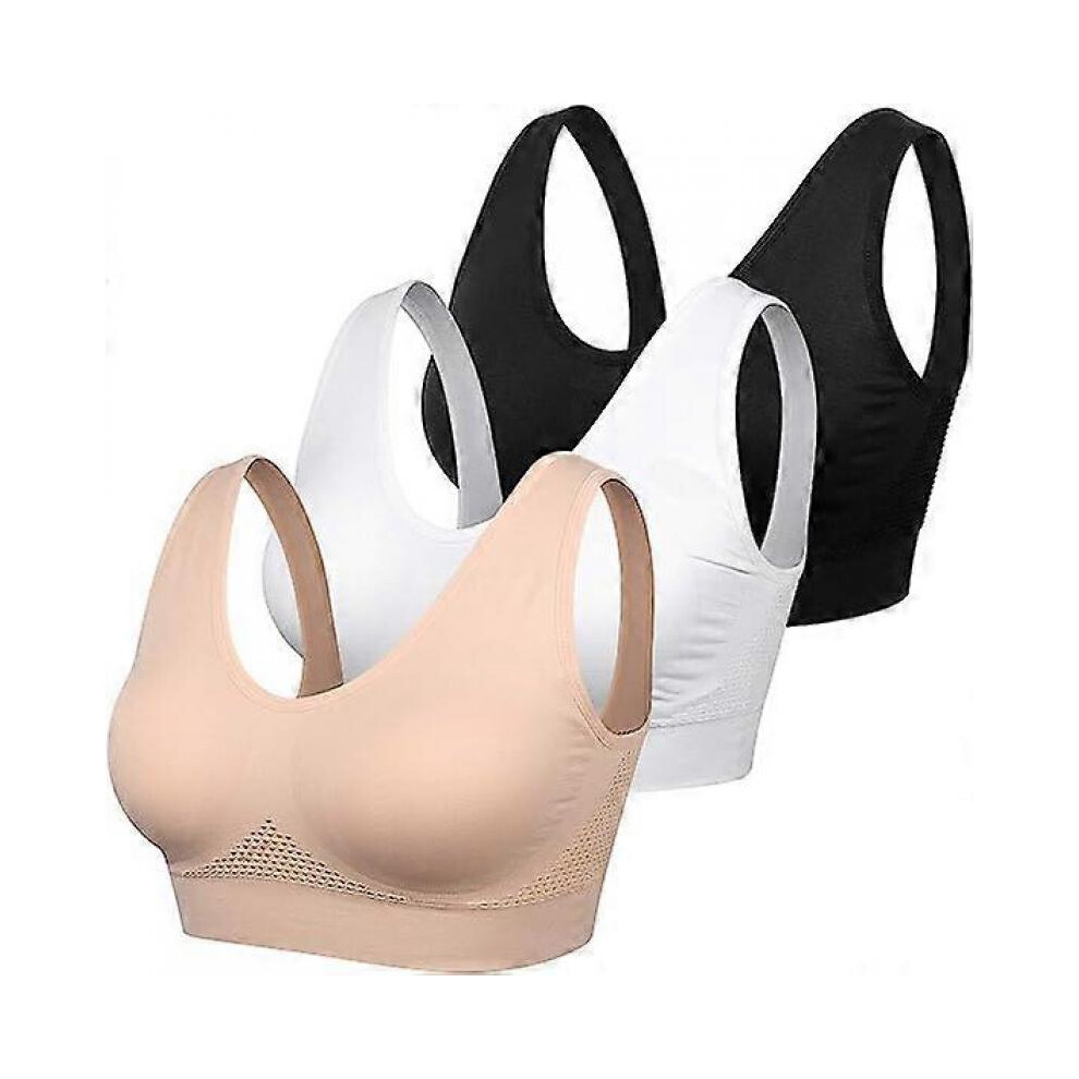 (5XL)3pcs Women Sports Bra, Breathable Cool Lift Up Air Bra, Comfortable Sleep Bras Seamless Wireless Cool Workout Yoga Bra