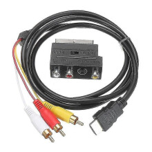 (As show, One size) Black W/scart To 3 Rca Phono Adapter 1080p Hdmi-compatible S-video To 3 Rca Av Audio Cable For Projector/dvd/tv Audio Connector XinHang