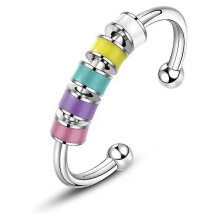 (color02, One size) To My Daughter Anti Anxiety Ring Stress Relief Spinner Fidget Beads Women Girls XinHang