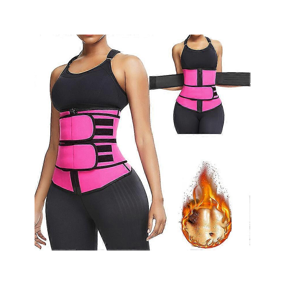 (As show, One size) Waist Trimmer Belt Women Sauna Suit Sweat Wrap Trainer Slimming Cincher Body Shaper(1PCS-Rose Red-XXL)-image-OPC-PHKM7GG-NEW