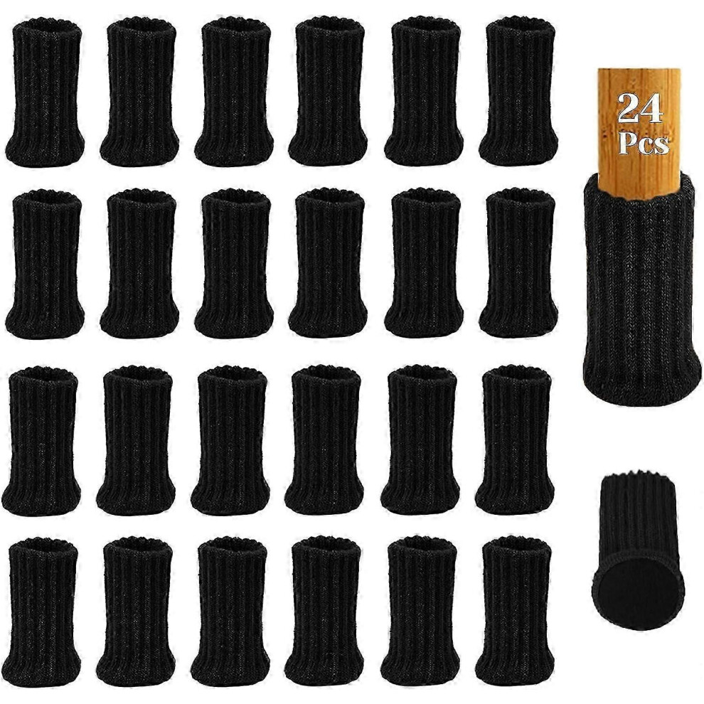(black, One size) 24pcs Chair Leg Socks With Felt Pads, High Elastic Knitted Furniture Booties With Double Layered, Non-slip Thick Floor Protectors Co-image-OPC-PHKM7VG-NEW