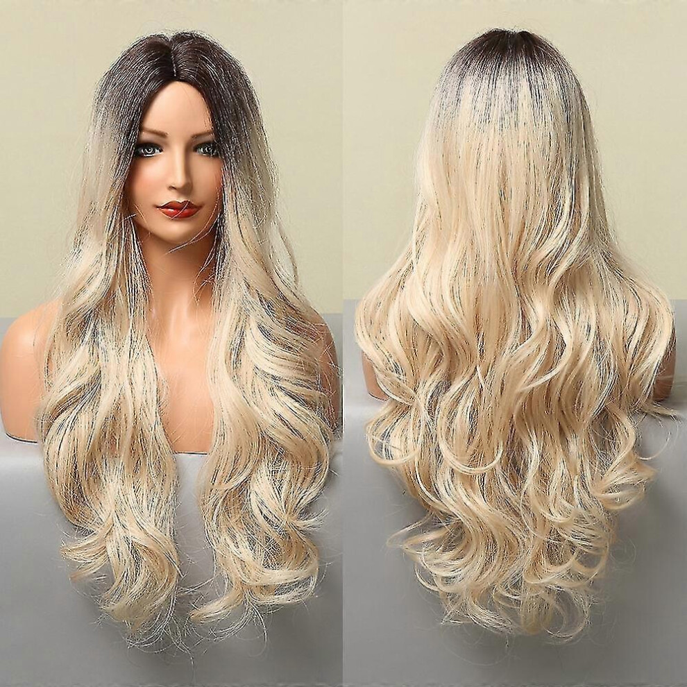 Kikidex (As Show, One Size) Long Wavy Platinum Color Synthetic Wigs1pcs