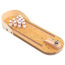 (As show, One size) Indoor Mini Table Bowling Game Set Wooden Desktop Toys For Kids And Adults1pcs