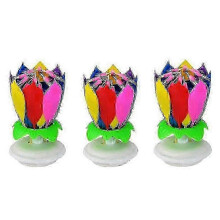 (As show, One size) 3 Pack Musical Birthday Candle Multicolor Musical Candle Lotus Rotation Colorful Music Birthday Candle