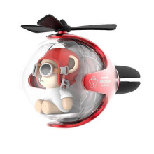 (Teddy Red) Flying Ball Refillable Cartoon Light-up Car Air Freshener Clip,Auto Vent Clips