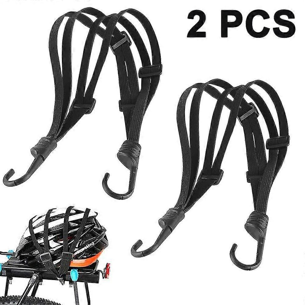 (As Show, One Size) Motorcycles Mesh Helmet Rope, Helmet Rope Motorcycle Strength Retractable Helmet Luggage Elastic2pcs- Black 6901262127839
