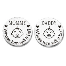 (8, One size) Funny Stainless Steel New Parent Decision Coin Double Sided Kid Challenge Coins For Mom Dad Baby Shower First Time Mommy Daddy To Be Newborn Baby Gift