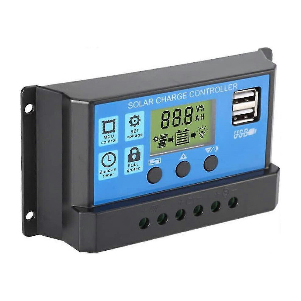 (As Show, One Size) 30A Solar Charge Controller,12V/ 24V Solar Panel Charge Controller,Timer Setting Pwm Auto Parameter Xinhang 4631404611576