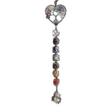 (As show, One size) 7 Chakra Wall Decoration, Healing Crystal Ornament, Heart Shape Tree Of Life Chakra Crystal Healing Stone Ornament, Chakra Stone Decoration For Home,-
