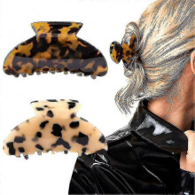 2pcs Hair Claw, Banana Clips Tortoise Barrettes Celluloid French Design Celluloid Leopard Print, Large Fashion Accessories for Women Girls