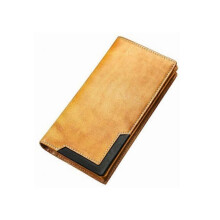 (Yellow) Upliftjoys Cowhide Vintage Wallet Men Long Leather Bifold Wallet for Father Mens