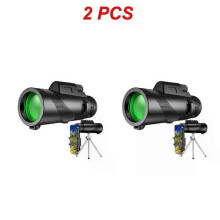 (A4, 2PCS B) Military Zoom Powerful Binoculars Long Range Portable Professional Telescope Monocular Low Night for Hunting