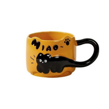 (Orange) Cat Cat Stacked Cup,Cute Stackable Coffee Mugs,Ceramic Funny Animal Coffee Mugs