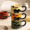 (Brown) Cat Cat Stacked Cup,Cute Stackable Coffee Mugs,Ceramic Funny Animal Coffee Mugs 2
