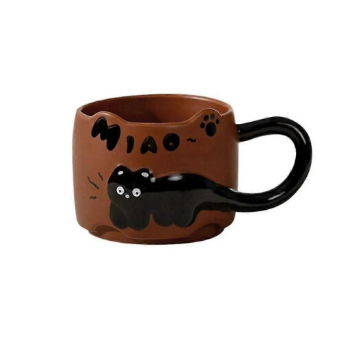 (Brown) Cat Cat Stacked Cup,Cute Stackable Coffee Mugs,Ceramic Funny Animal Coffee Mugs