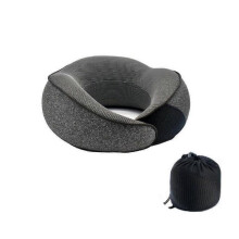 (Dark Gray) Memory Foam U Shaped Travel Pillow Neck Support Soft Head Rest Plane Car Cushion