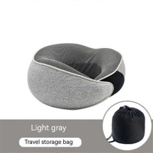 (Light Grey) Memory Foam U Shaped Travel Pillow Neck Support Soft Head Rest Plane Car Cushion