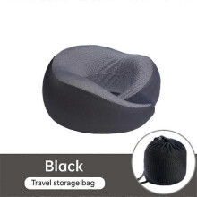 (Black) Memory Foam U Shaped Travel Pillow Neck Support Soft Head Rest Plane Car Cushion