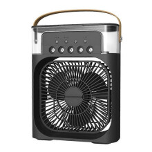 (Black) Portable 3 In 1 Fan AIr Conditioner Household Small Air Cooler LED Night Lights Humidifier Air Adjustment Home Fans