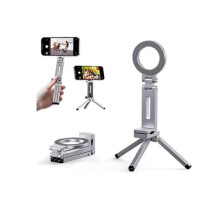 (Silver) Magnetic Phone Tripod Stand for iPhone, Aluminium Magnetic Pocket Phone Tripod