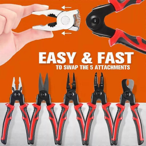 Multifunctional 5-in-1 Interchangeable Head Pliers Tool Set 1