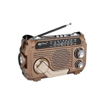 (Light Coffee) RadiVive Solar-Powered Radio, Solar Hand Crank Emergency Radio, Portable Hands