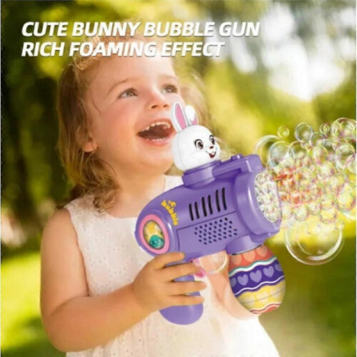 (Rabbit) Easter Bunny Bubble Gun,Bunny Bubble Machine Portable Bubble Blower Party Gifts 2