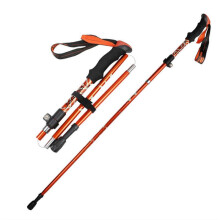(Orange)Super Light Telescopic 5-section Folding Trekking Poles Walking Stick Hiking Naturehike Antishock