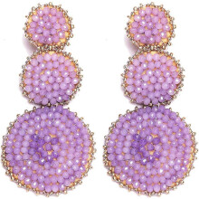 (As show, One size) Big Round Beaded Earrings \\u2013 Large Boho Native Beaded Statement Dangle Earrings for Women Girls, Long Bohemian Handmade Seed Bead Drop Earrings f