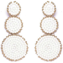 (As show, One size) Big Round Beaded Earrings \\u2013 Large Boho Native Beaded Statement Dangle Earrings for Women Girls, Long Bohemian Handmade Seed Bead Drop Earrings f