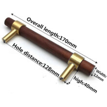 (As show, One size) Set Of 6 Brass Cabinet Handle Walnut Furniture Handle-door Handle Furniture Handle For Cabinet Drawer Hole Center Distance 128mm (128mm Walnut)