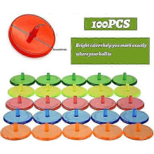 (As show, One size) Golf Ball Position Markers, 100pcs Clear Multicolor Flat Round Position Markers Set 2.4mm Plastic Golf Marker Accessories (Random Colors)