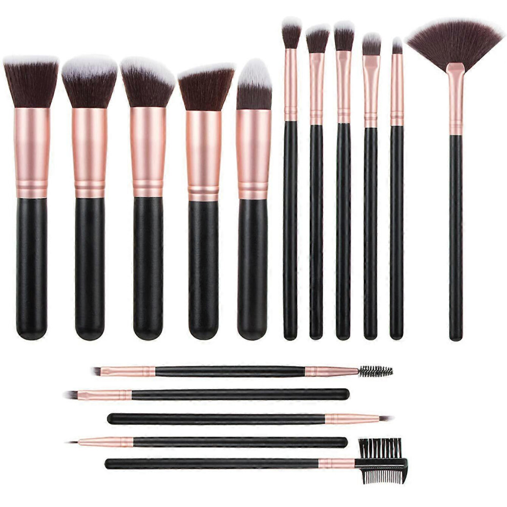 (black, One size) Makeup Brushes 16 Pcs Makeup Brush Set Travel makeup brush set