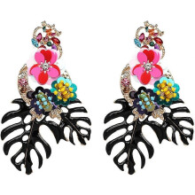(As show, One size) Lureme Gorgeous Colorful Sequin Flower Floral Leaf Stud Earrings for Women and Girls (er006023)