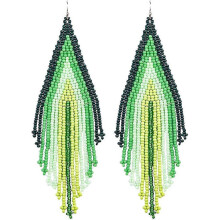 (As show, One size) Heyone Long Beaded Dangle Earrings \\u2013 Boho Native Handmade Seed Bead Tassel Earrings for Women and Girls, Bohemian Large Statement Beaded Drop Fr