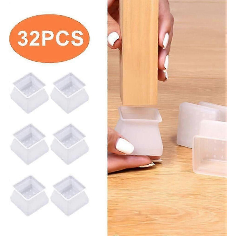 (As Show, One Size) 32Pcs Table Chairs Feet Pads Chair Caps Chair Leg Protectors For Table Leg 3.5Cm To 4.5Cm 4633396569743