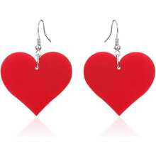 (As show, One size) lureme Cute Heart Earrings Red Heart Statement Dangle Earrings for Women and Girls (er005558)