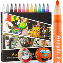 (36, One size) Acrylic Paint Pens Markers -12 Color Waterproof Paint Pens for Rock Painting,Graffiti, Stone, Ceramic, Glass, Wood, Fabric, Canvas, Porcelain, Metal,W