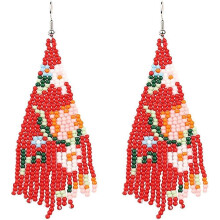 (As show, One size) Heyone Long Beaded Dangle Earrings \\u2013 Boho Native Handmade Seed Bead Tassel Earrings for Women and Girls, Bohemian Large Statement Beaded Drop Fr