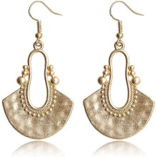 (As show, One size) Heyone Boho Chic Handmade Hollow Shield Shape with Hammered Drop Earrings Vintage Statement Dangle Earring For Women Girls
