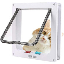 (As show, One size) Large Cat Door, 4 Way Locking Cat Flap Door For Indoor And Outdoor Doors, Weatherproof Pet Door For Cats And Puppies.