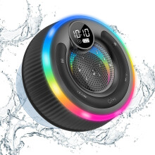 Bluetooth Shower Speaker, Portable Wireless Speaker Stereo Sound, RGB Lights, IP7 Waterproof Bluetooth Speaker with Suction Cup and Mic