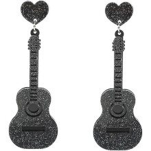 (As show, One size) Heyone Guitar Dangle Earrings Musical Instrument Earrings for Women Girls Music Lovers