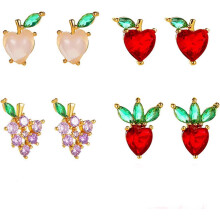 (As show, One size) VEINTI+1 New Summer Jewelry Creative Funny Lifelike Fruits Earrings Ear Studs for Women/Girl's