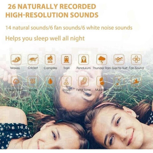 (White) Sleep White Noise Machine – Non-looping Sound Machine with 26 Sounds 1