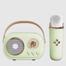 (1pc Speaker, Green) Bluetooth Speaker With 1-2 Wireless Microphone Support Karaoke TF Card FM Play HIFI Bass Handsfree Call Children's Birthday Gift