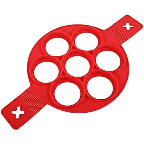 (As show, One size) Silicone Pancake Mold Non-stick Egg Ring, Reusable Pancake Machine, Boiled Egg Mold (red)