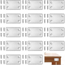 (As show, One size) Flat Fixing Bracket 15 Pcs Flat Corner Brackets Stainless Steel Flat Connectors (with 60 Screws)