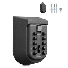 Wall Mounted Key Safe Storage Organizer Box with Combination Lock 10-Digital Password Weatherproof Cover for Home Outdoor Use
