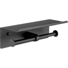 (As show, One size) 2023 - Black Toilet Paper Holder For 2 Rolls With Double Shelf Stainless Steel Wall Mounted Roll Holder For